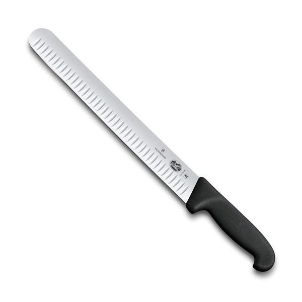 Swiss Arms Swiss Army Brands VIC-40645 2019 12 in. Victorinox Kitchen Fibrox Pro Slicing Wide Granton Blade; with Handle; Black VIC-40645